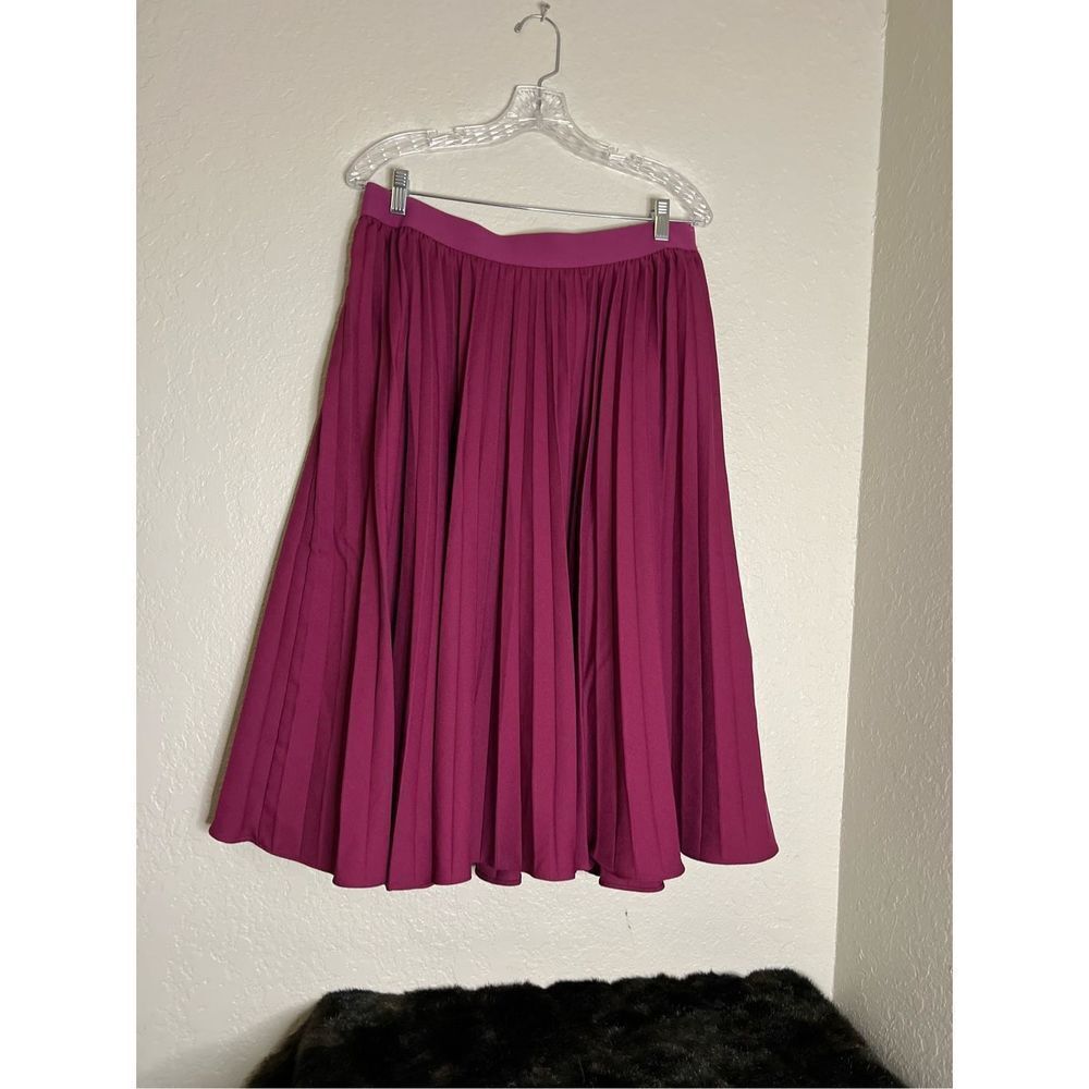 Kate Kasin Pleated Elastic Waist Skirt A-Line Swing Skirt  Lined‎ Size 2x